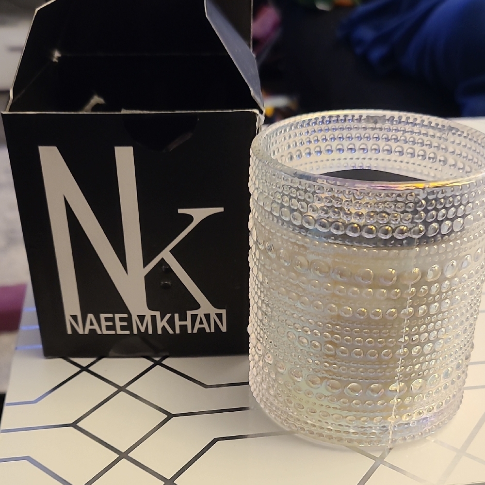 Naeem Khan Iridescent Textured Glass Rose Candle